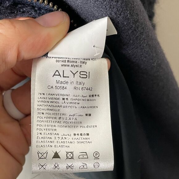 ALYSI Navy Blue Wool Blend Multi Zip Coat - Picture 9 of 15